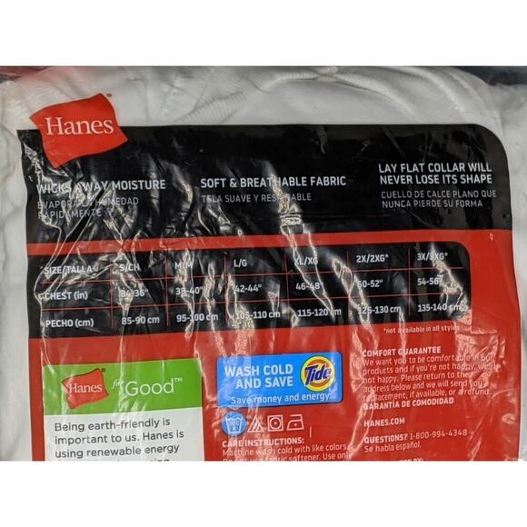Hanes 3 Pack White Tagless TShirt Mens Size 3XL New - Picture 3 of 5
